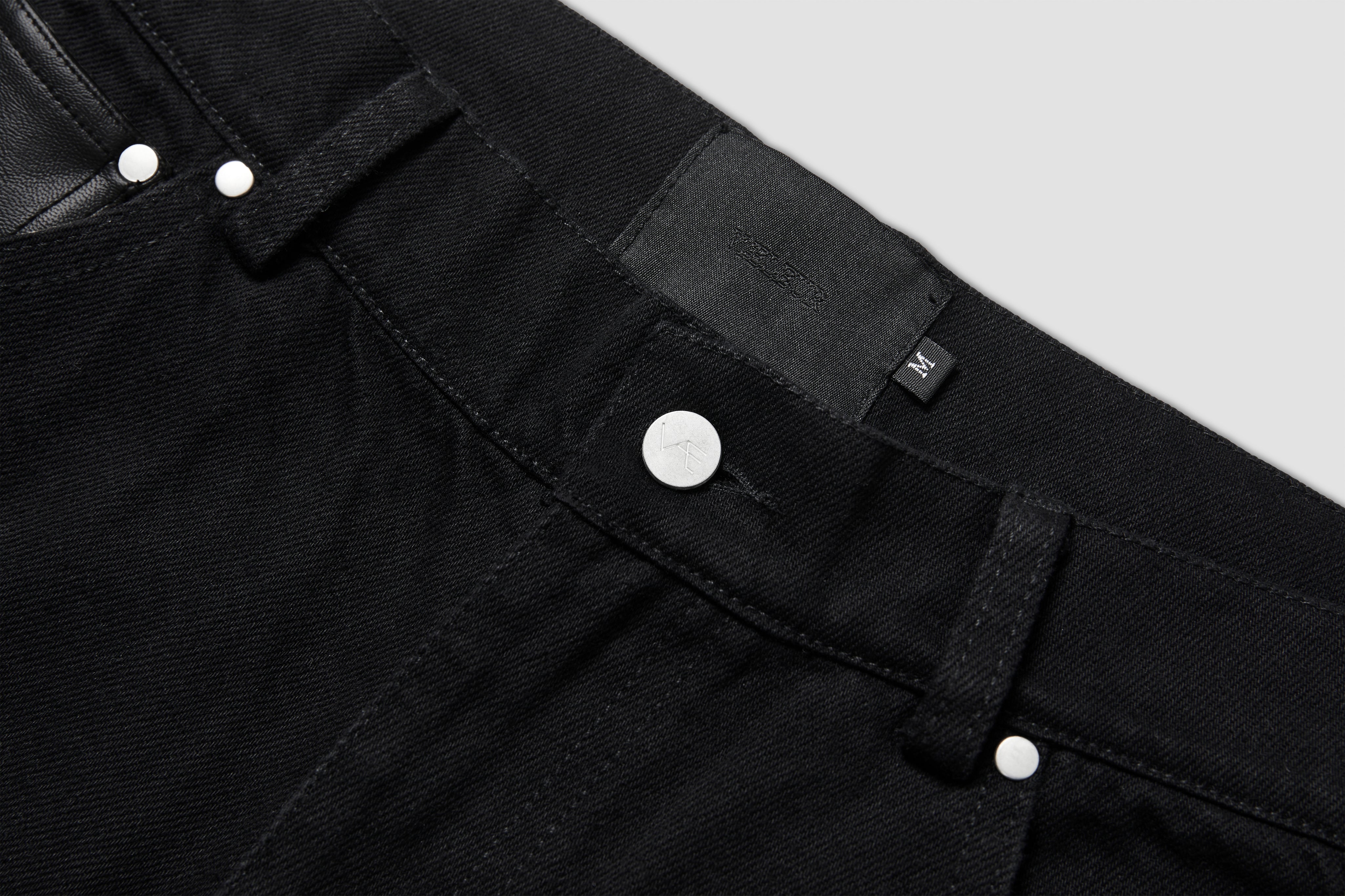 LEATHER POCKET DENIM